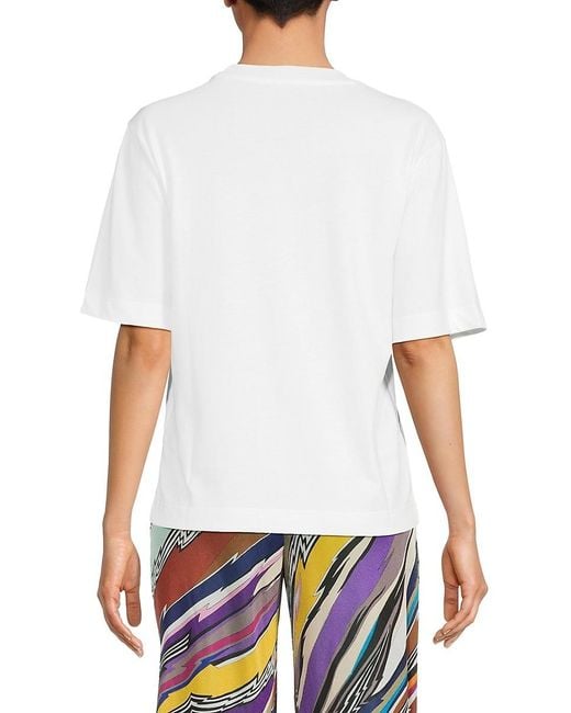 Missoni White Missoni Chevron Trim Cotton T-Shirt