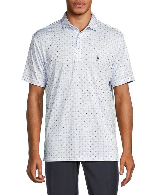 Tailorbyrd White Micro Floral Polo for men