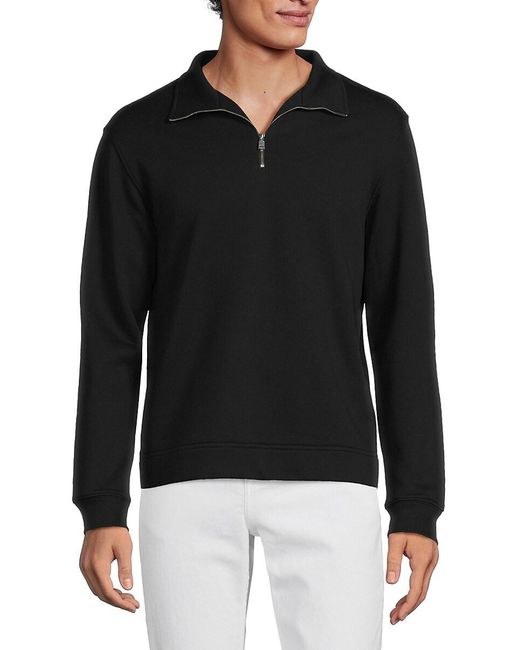 Theory Black Garson Qz. Force Zip Pullover for men