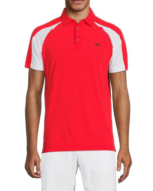 J.Lindeberg Red Nial Two Tone Logo Polo for men