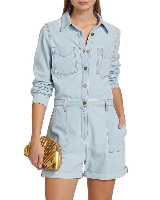 Ramy Brook Blue Lavinia Denim Romper