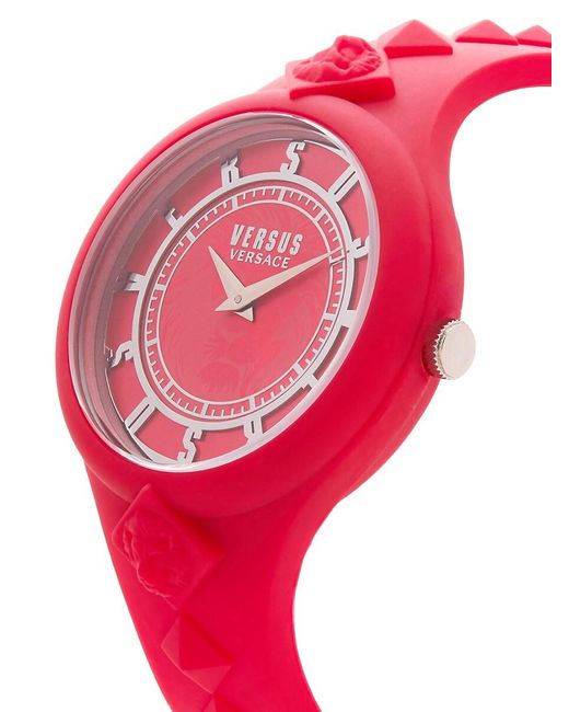Versus  Red Fire Island Studs Silicone Strap Watch/39Mm
