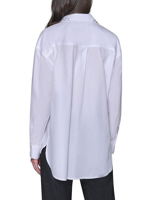 Karl Lagerfeld Purple October Fashion Hot Fix Poplin Top