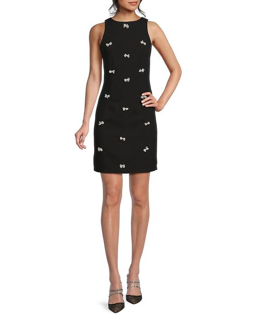 Lea & Viola Black Faux Pearl Embellished Mini Dress