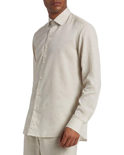 Saks Fifth Avenue Men's Gray Collection Heathered Woven Long