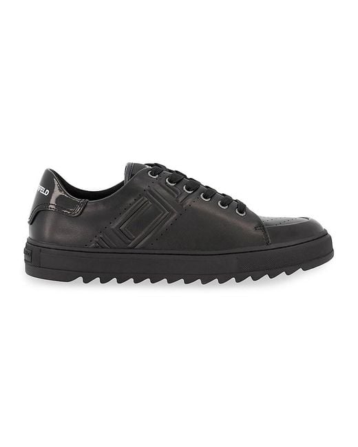 Karl Lagerfeld Black Leather Low Top Sneakers for men