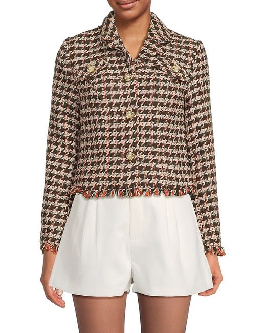 Walter Baker Women's White Veronica Tweed Houndstooth Jacket