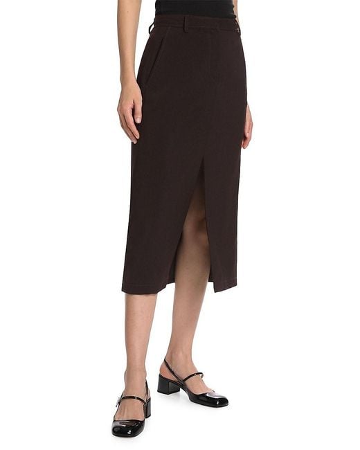 Theory Black Wool A-Line Midi-Skirt