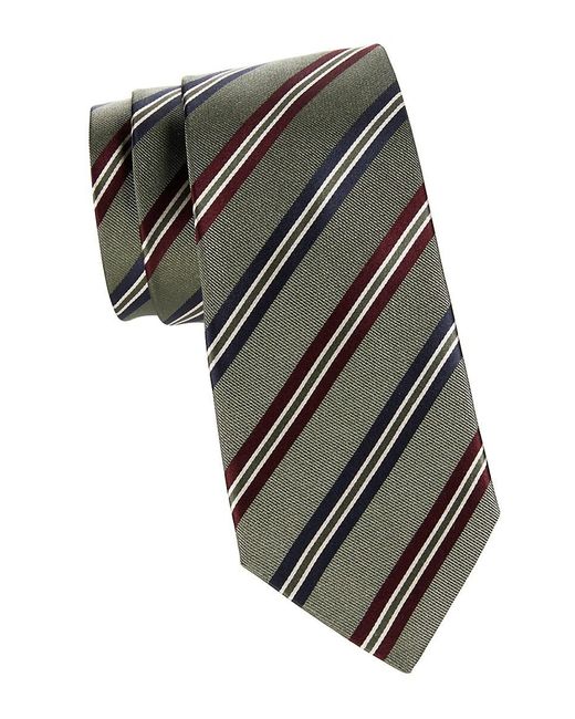 Canali Black Striped Silk Twill Tie for men