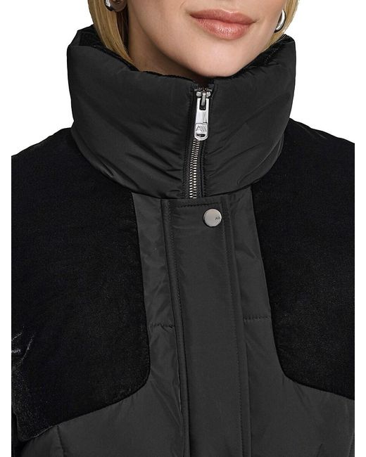 Andrew Marc Black Kempsey Belted Longline Puffer Jacket
