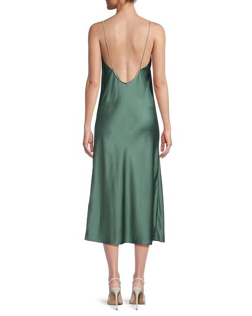 Ba&sh Green Embellished Satin Midi Slip Dress