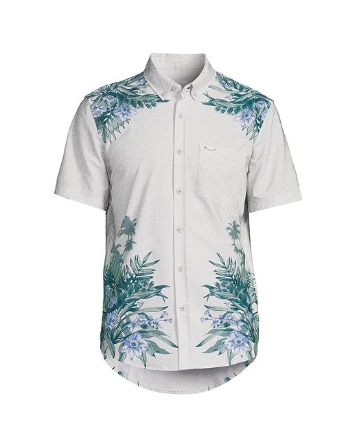 Vintage Summer Blue Floral Button Down Shirt for men