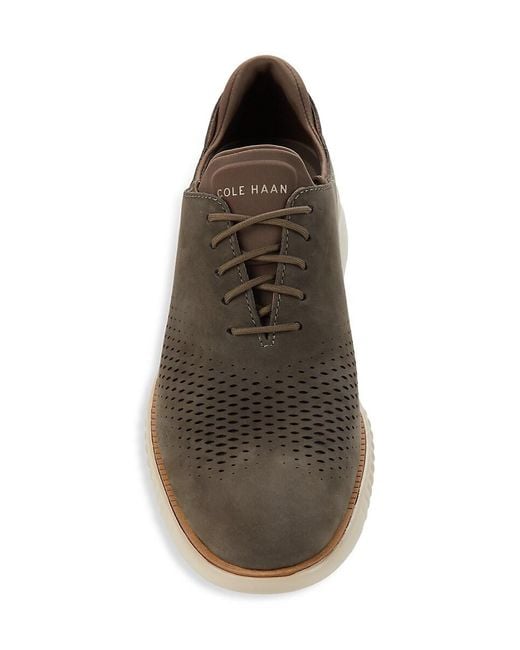 Cole Haan Brown Zerogrand Laser Wingtip Suede Oxford Shoes for men