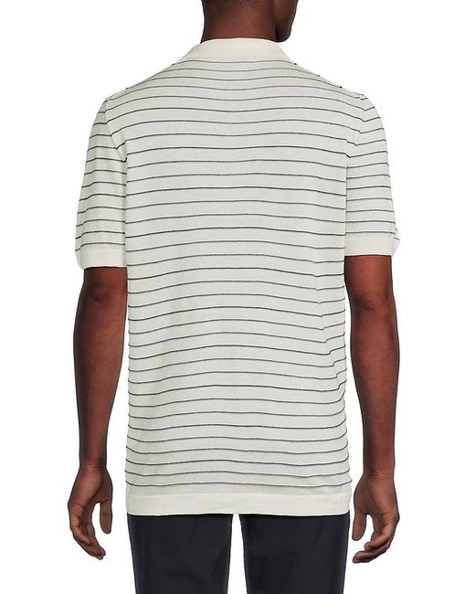 American Heritage White Striped Knit Polo Shirt for men