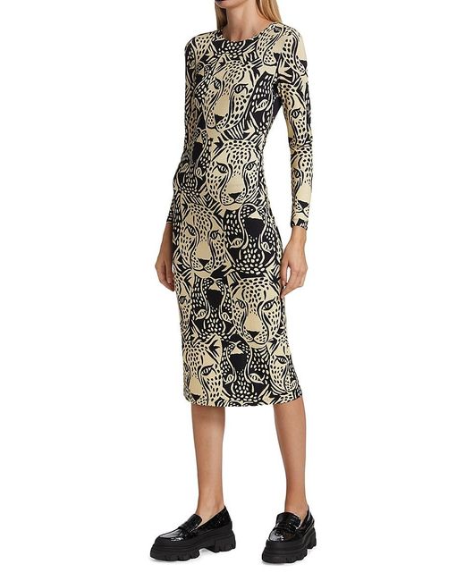FARM Rio Synthetic Midnight Leopards Jersey Dress In Beige Black 