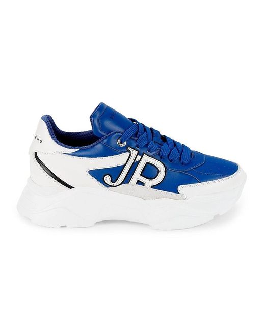 John Richmond Blue Logo Leather Chunky Trainer Sneakers for men