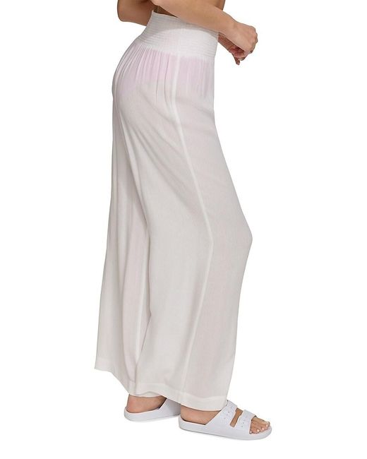 DKNY Black Gauze Wide Leg Cover Up Pants