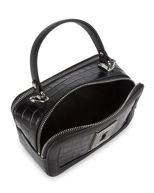 Karl Lagerfeld Black Simone Alligator-Embossed Crossbody Camera Bag