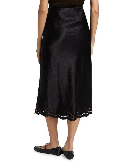 Rails Black Anya Lace-trim Midi Slip Skirt