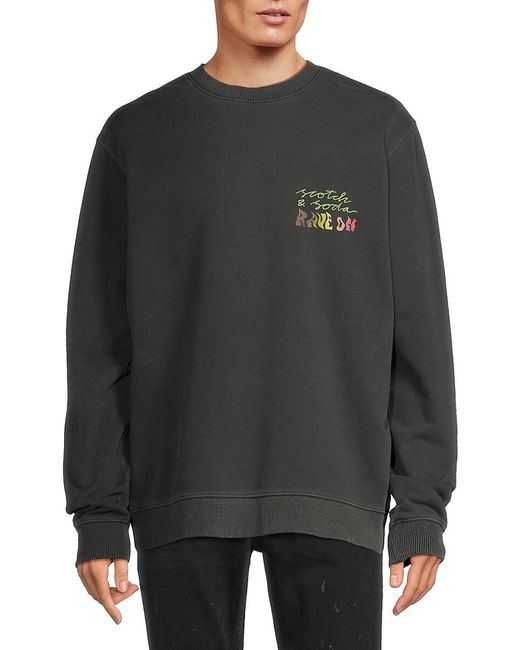 Scotch & Soda Black Logo Graphic Dropped Shoulder Sweatshirt for men