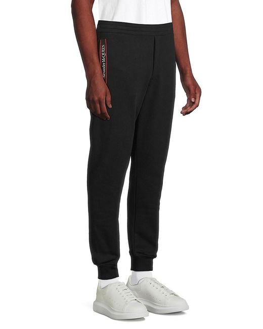 Alexander McQueen Black Logo Tape Cotton Joggers for men