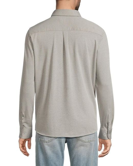 American Heritage Gray Solid Button Down Collar Shirt for men