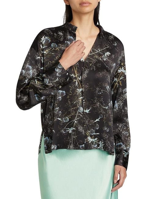Vince Black Thistle Draped Collar Blouse