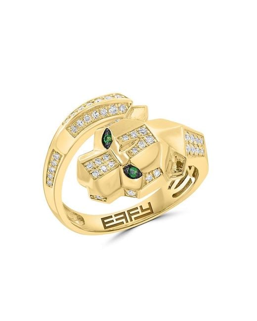 Effy Metallic 14k Yellow Gold, Diamond & Tsavorite Ring