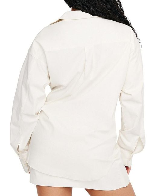 GOOD AMERICAN White Poplin Oversized Shirt