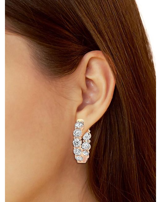 Saks Fifth Avenue White Build Your Own Collection 14k Gold & Lab Grown Round Diamond Hoop Earrings
