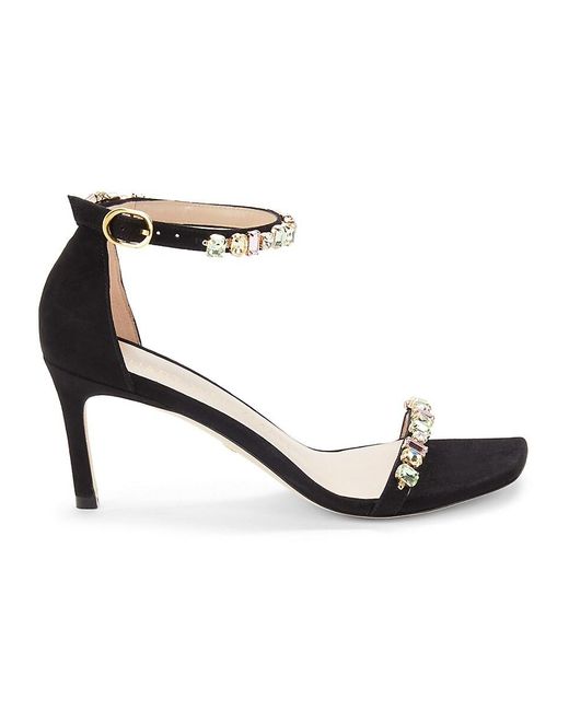 Stuart Weitzman White Nunakedstrai Suede Ankle Loop Sandals
