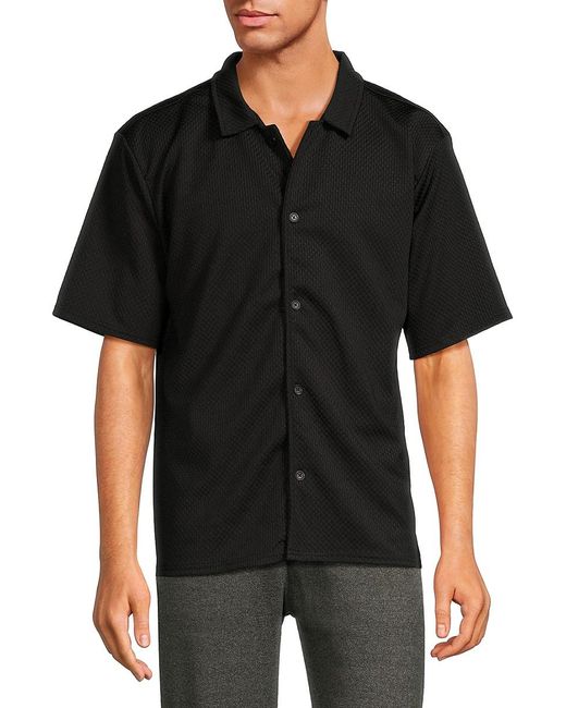 FLEECE FACTORY Black Pattern Short Sleeve Shirt for men