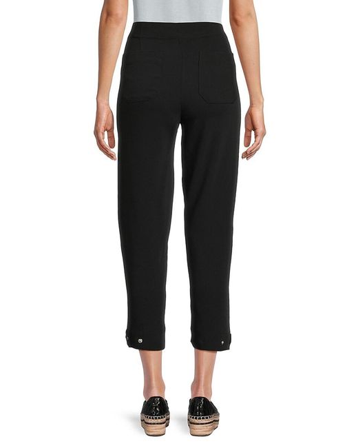 Karl Lagerfeld Black Tab-Bottom Cropped Pants