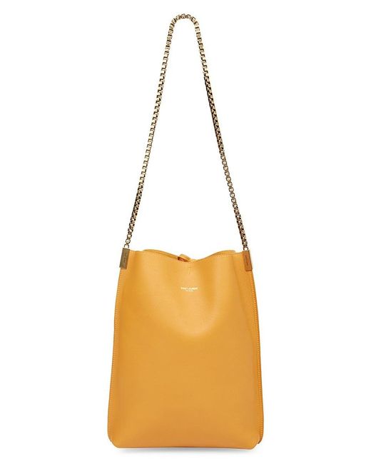 Saint Laurent Suzanne Leather Hobo Bag in Canary Yellow (Metallic ...
