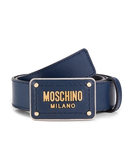 Moschino Blue Logo Leather Belt for men