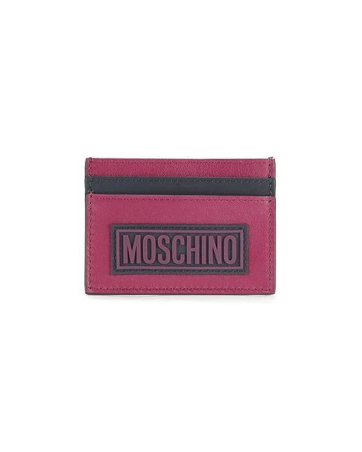 Moschino Purple Logo Two Tone Leather Card Holder for men