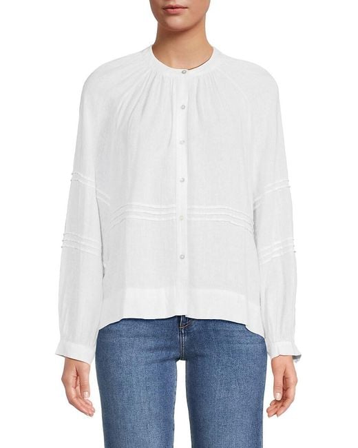 Rails White Frances Linen-Blend Top