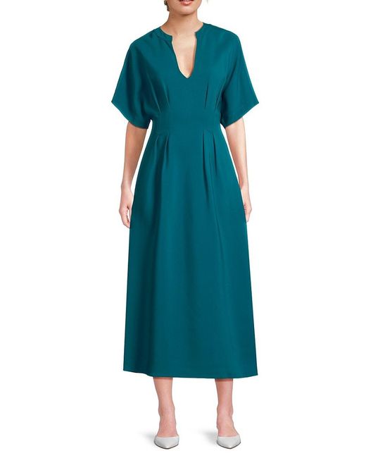 St. John Green A-Line Midi-Dress