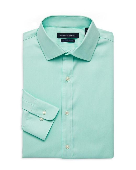 Tommy Hilfiger Green Slim Fit Jacquard Dress Shirt for men