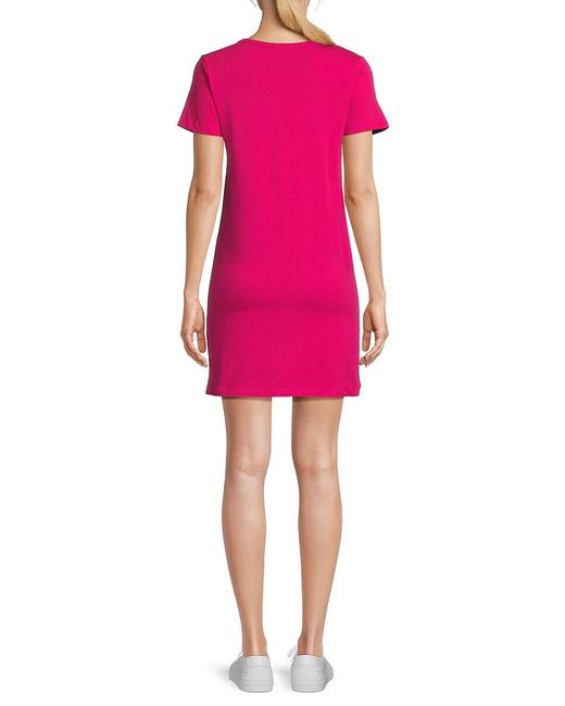 Roberto Cavalli Pink Logo Mini T-Shirt Dress