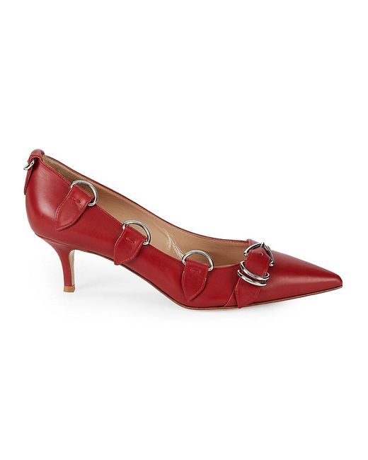 Gianvito Rossi Red Buckled Leather Pumps