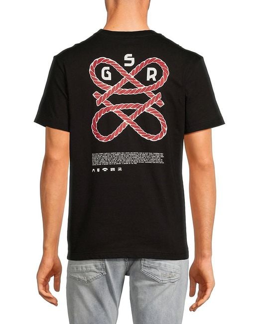 G-Star RAW Black 'Rope Knot Graphic Tee for men