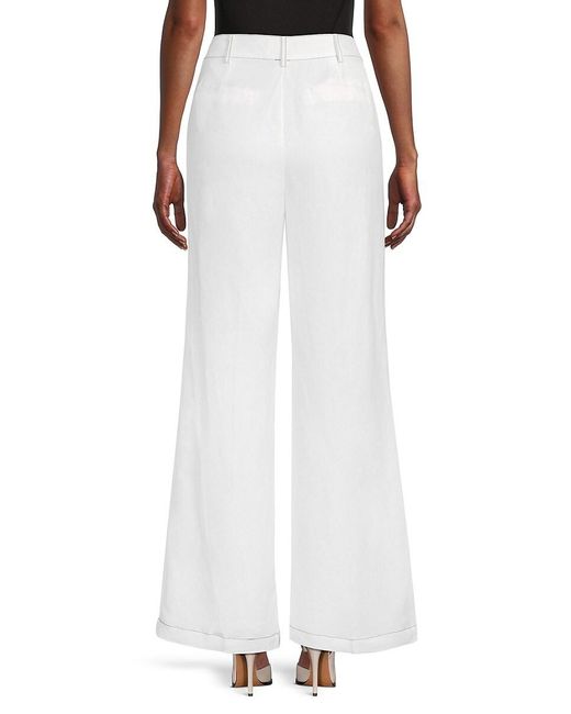 Karl Lagerfeld White Sailor Linen-Blend Pants