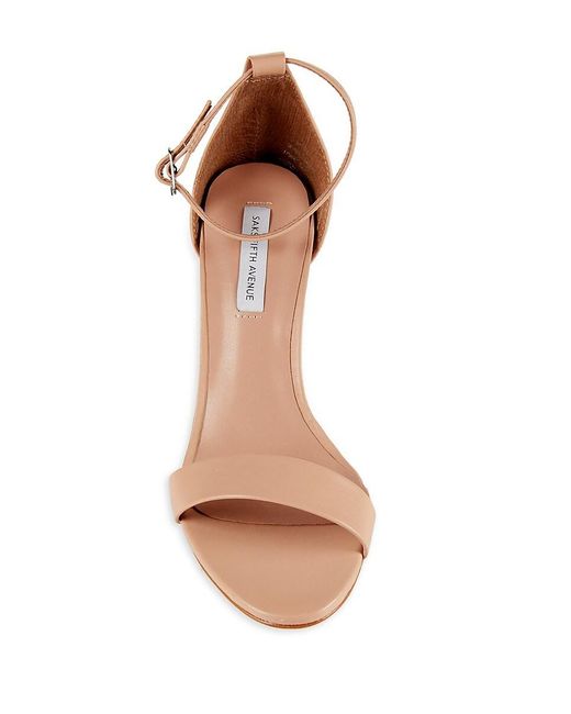 Saks Fifth Avenue Black Sadie Leather Kitten Heel Sandals