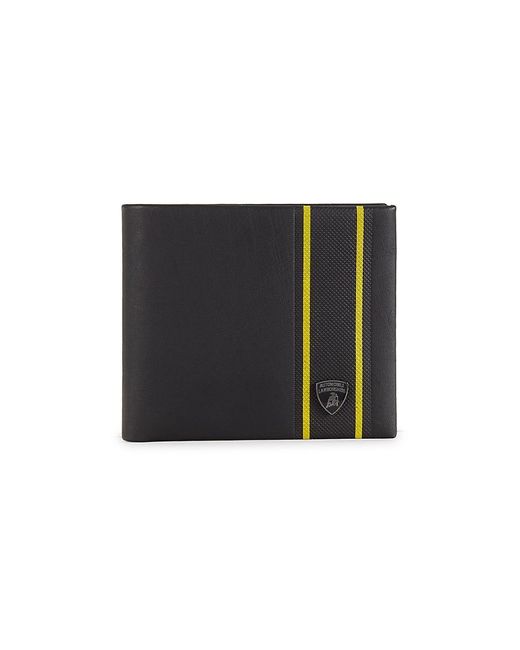 Lamborghini Striped Bi Fold Leather Wallet in Black Yellow (Black) for ...