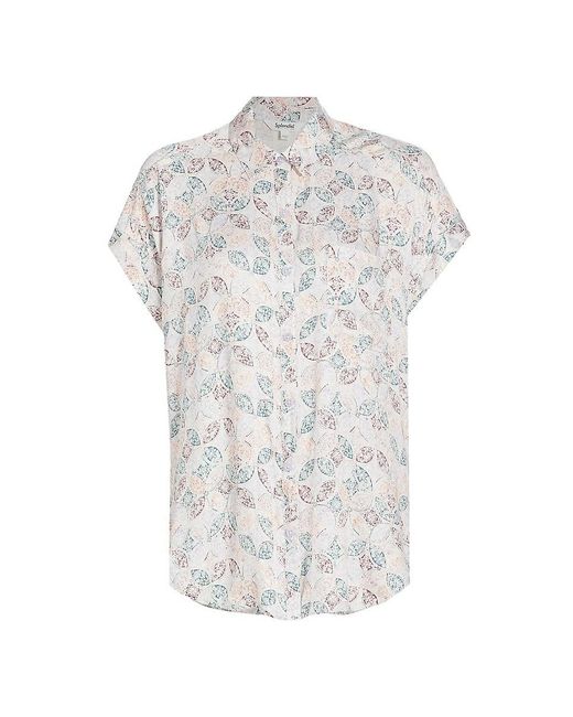 Splendid White Kathryn Floral Short-Sleeve Shirt