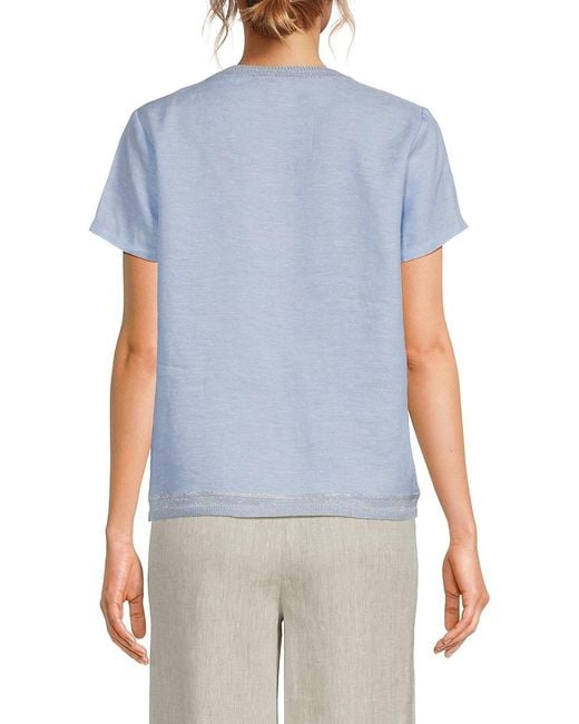 Saks Fifth Avenue White 100% Linen T-Shirt
