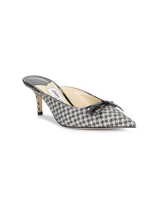 Jimmy Choo Metallic Scarlette 65Mm Houndstooth Pointed-Toe Mules