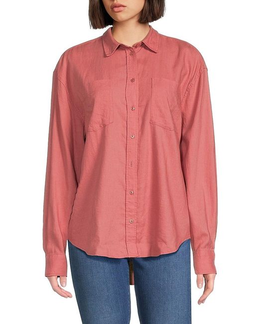 7 For All Mankind Women's Red Linen Blend Shirt - www.disolcolor.com 7 For All Mankind Women's Red Linen Blend Shirt - www.disolcolor.com