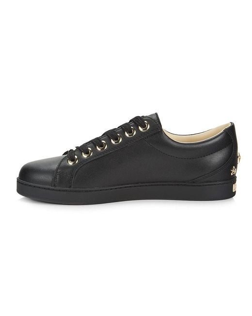 Jimmy Choo Black Cash Star-Studded Leather Sneakers